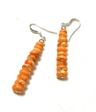 Load image into Gallery viewer, Navajo Sterling Silver &amp; Spiny Orange Shell Bead Dangle Earrings