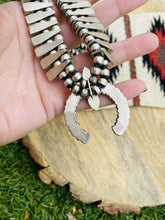 Load image into Gallery viewer, Vintage Navajo Natural Coral &amp; Sterling Silver Squash Blossom Necklace Signed