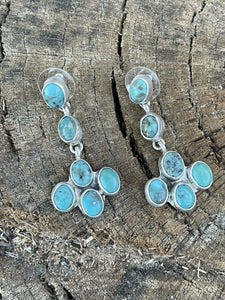 Beautiful Navajo Sterling Silver Royston Turquoise Dangle Earrings