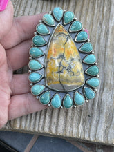 Load image into Gallery viewer, Navajo Sterling Bumblebee Jasper  and Turquoise Stone Ring Sz 9.5