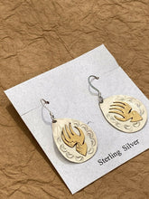 Load image into Gallery viewer, Navajo Sterling Silver &amp; 12k GF Hand Stamped Bear Print Earrings