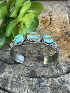 Navajo Sterling Silver & Turquoise Southwest Style Cuff Bracelet