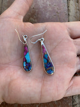 Load image into Gallery viewer, Navajo Pink Dream Mohave &amp; Sterling Silver Rain Drop Dangle Earrings