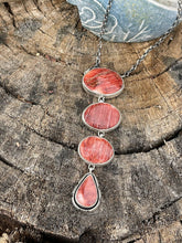 Load image into Gallery viewer, Navajo Orange Drop Spiny Sterling Silver Lariat Necklace