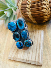 Load image into Gallery viewer, Navajo Kingman Turquoise &amp; Sterling Silver Adjustable Ring Signed