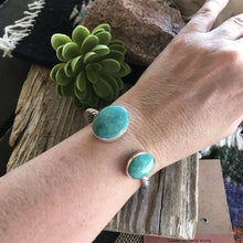 Load image into Gallery viewer, Navajo Floating Turquoise Sterling Silver  Rope Style Cuff Bracelet Stamped
