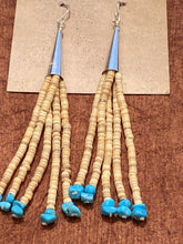 Load image into Gallery viewer, Heishi Beads And Turquoise Dangle Earrings