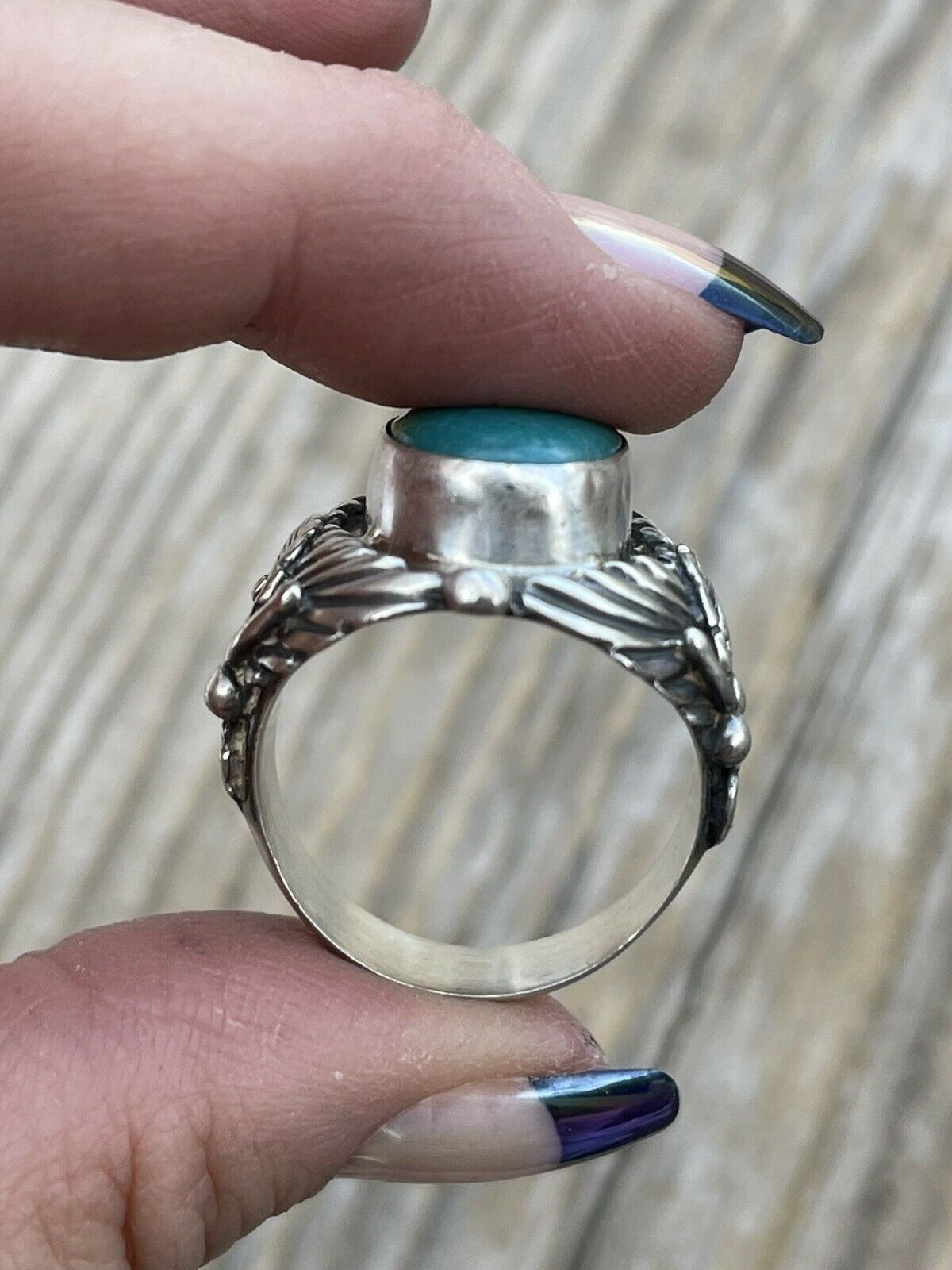 Navajo Sterling Silver Turquoise Southwest Ring Signed