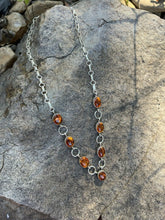 Load image into Gallery viewer, Navajo 7 Stone &amp; Sterling Silver Necklace Signed AJ