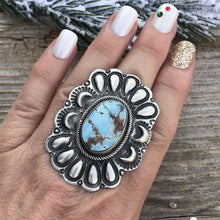 Load image into Gallery viewer, Navajo Golden Hills Turquoise &amp; Sterling Silver Ring Sz 5.5
