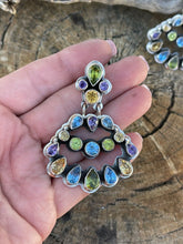 Load image into Gallery viewer, Navajo Sterling Silver &amp; Natural Gem Stone Dangle Earrings