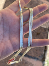 Load image into Gallery viewer, Navajo Liquid Silver &amp; Red Coral 5 Strand Beaded Necklace