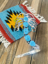 Load image into Gallery viewer, Navajo Sterling Silver &amp; Kingman Turquoise Dragonfly Cuff By Russell Sam