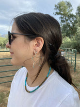 Load image into Gallery viewer, Gorgeous Turquoise &amp; Sterling Silver Star Hoop Earrings