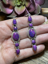 Load image into Gallery viewer, Navajo Sterling Silver Purple Dream Mojave Dangle Fancy Earrings Signed