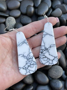 Navajo Sterling Silver & White Buffalo Slab Dangle Earrings