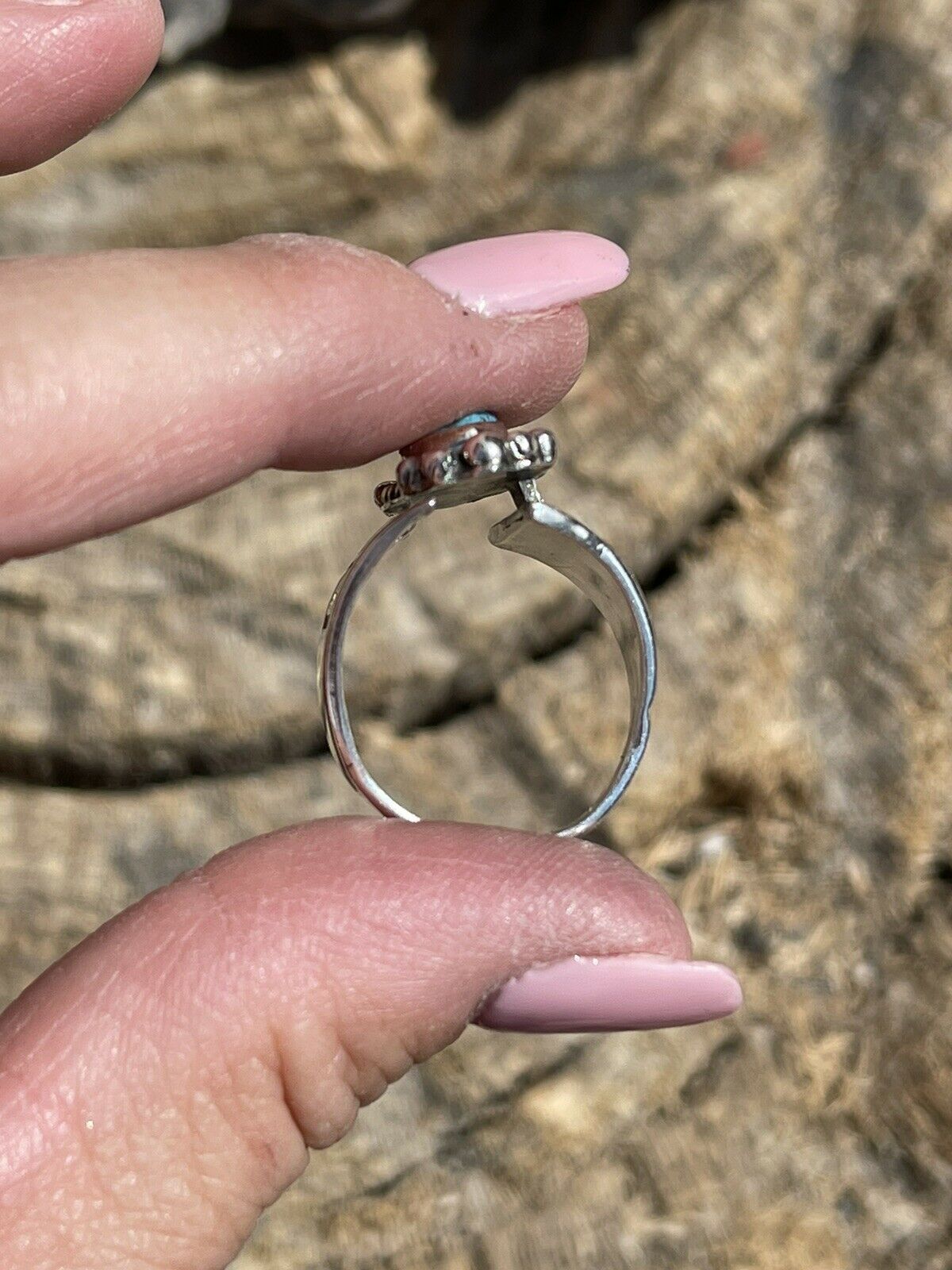 Gorgeous Navajo Turquoise And Sterling Silver Adjustable Ring