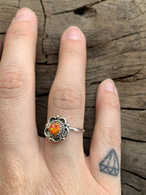 Load image into Gallery viewer, Zuni Sterling Silver &amp; Orange Opal Flower Ring