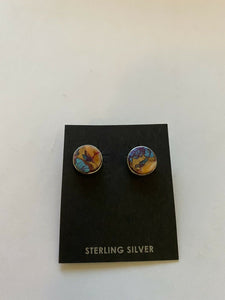 Navajo Pink Dream Mojave & Sterling Silver Square Stud Earrings
