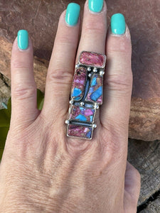 Navajo Pink Dream Mohave & Sterling Silver Ring Size 6