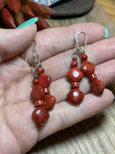 Load image into Gallery viewer, Navajo Sterling Silver Apple Coral 2 Strand Beaded Earrings
