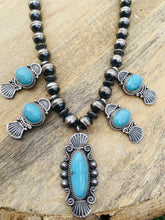 Load image into Gallery viewer, Navajo Turquoise &amp; Sterling Silver Beaded Necklace Signed