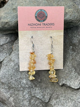 Load image into Gallery viewer, Navajo Sterling Silver Golden Quartz Chip Dangle Earrings