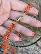 Load image into Gallery viewer, Navajo Sterling Silver Natural Coral Strand Bead 30 Inch Necklace