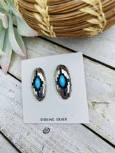 Load image into Gallery viewer, Navajo Turquoise &amp; Sterling Silver Shadow Box Post Earrings