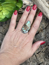 Load image into Gallery viewer, Navajo Sterling Silver Number 8 Turquoise Statement Ring Size 6.5