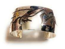 Load image into Gallery viewer, Navajo Sterling Silver Overlay Horse Cuff Bracelet