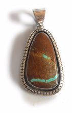 Load image into Gallery viewer, Navajo Ribbon Turquoise &amp; Sterling Silver Pendant Signed E. Spencer