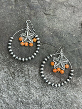 Load image into Gallery viewer, Navajo Sterling Silver Bead Orange Spiny Texas Hoop Earrings