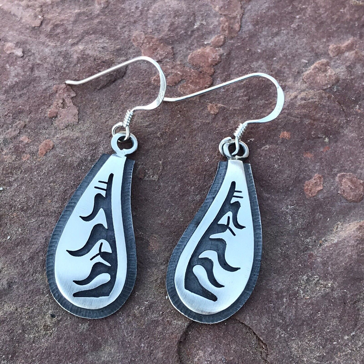 Hopi Sterling Silver Hand Stamped Dangle Earrings