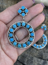 Load image into Gallery viewer, Navajo Natural Sleeping Beauty Turquoise Sterling Dangle Earrings Artist