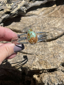 Navajo Royston Turquoise Tear Drop Sterling Silver Cuff Bracelet