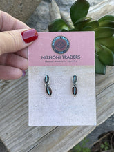 Load image into Gallery viewer, Navajo Sterling Silver &amp; Turquoise Crescent Circle Post Earrings