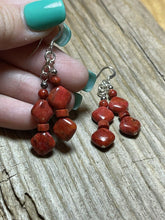 Load image into Gallery viewer, Navajo Sterling Silver Apple Coral 2 Strand Beaded Earrings