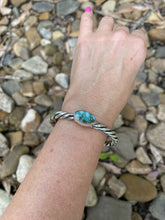 Load image into Gallery viewer, Beautiful Navajo Sterling Sonoran Mountain Turquoise Rope Style Bracelet Cuff