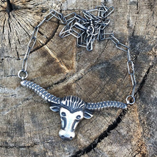 Load image into Gallery viewer, Navajo Sterling Silver Longhorn Statement Necklace By Artist Kevin Billah