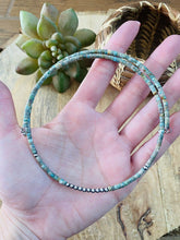 Load image into Gallery viewer, Navajo Handmade Turquoise &amp; Sterling Silver Beaded Wrap Choker Necklace