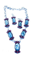 Load image into Gallery viewer, Navajo Sterling Kingman Turquoise Natural Red Coral Necklace Set Taos Collection