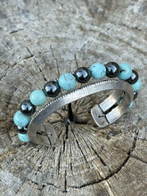 Load image into Gallery viewer, Vintage Navajo Fox Turquoise &amp; Marcasite Bead Bracelet Cuff