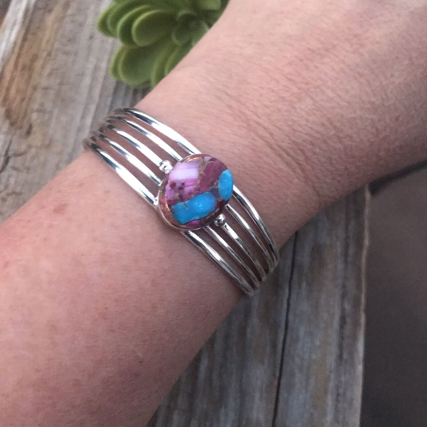 Navajo Pink Dream Mojave Sterling Silver Custom Cuff