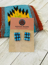 Load image into Gallery viewer, Navajo Turquoise &amp; Sterling Silver Cluster Stud Earrings Signed