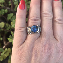 Load image into Gallery viewer, Navajo Sterling Silver Lapis Rope Cigar Band Ring