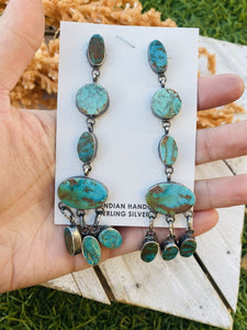 Navajo Royston Turquoise & Sterling Silver Dangle Earrings