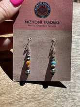Load image into Gallery viewer, Navajo Sterling Silver Pearl, Turquoise &amp; Spiny Spice Beaded Earrings