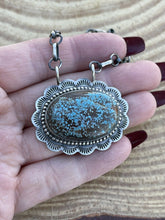 Load image into Gallery viewer, Navajo Kingman Web Turquoise Stone &amp; Sterling Silver Necklace