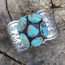 Load image into Gallery viewer, Navajo Sterling Silver Royston Turquoise Cuff Bracelet By Benson Shorty